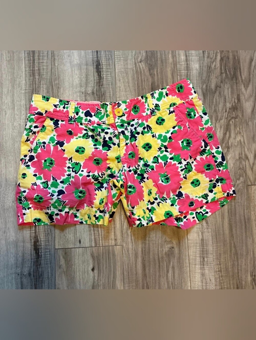 Lilly Pulitzer Bright Floral Cotton Shorts - Pink, Yellow & Green